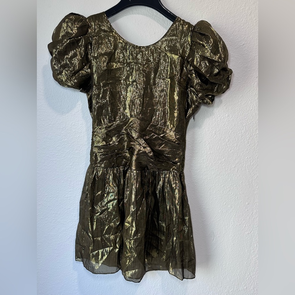 LoveShackFancy Metallic Gold Dress size 0 NWT